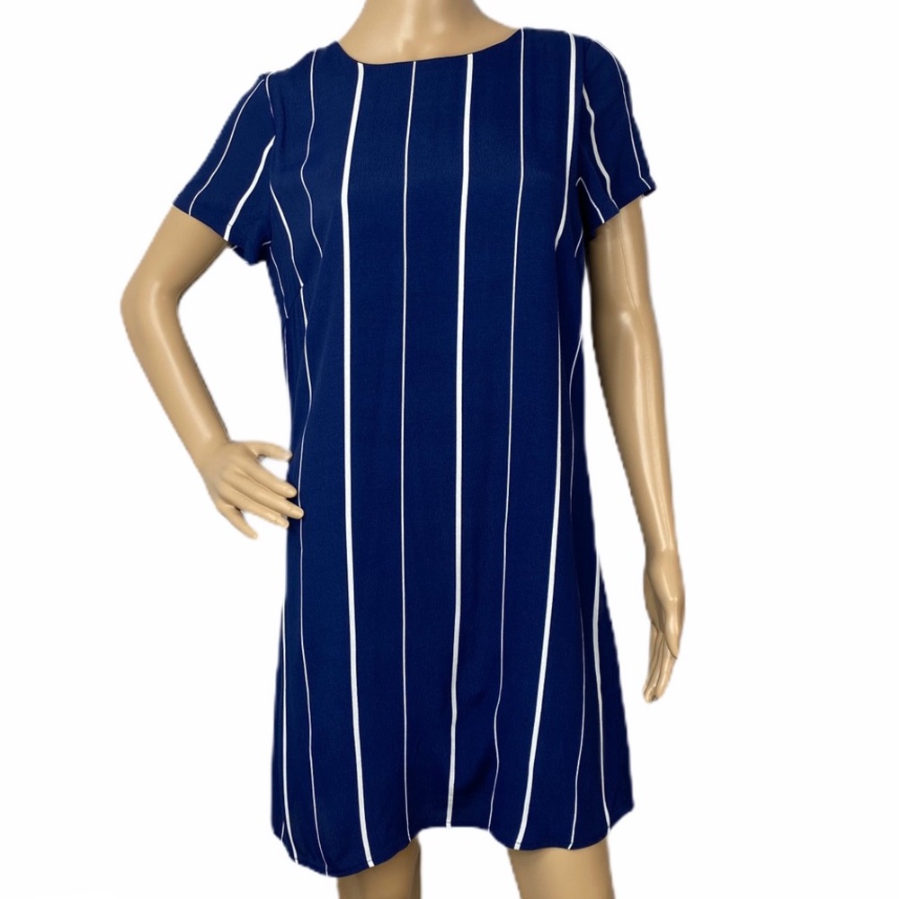 Lulu's Navy Blue Vertical Stripe Mini Dress